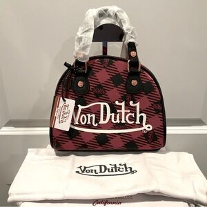 Von Dutch Black & Red Plaid Mini Bag